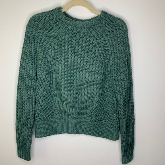 A NEW DAY Green Chunky Knit Crop Sweater Sz S - Picture 2 of 8